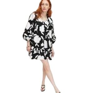 Kate Spade x Target Rose Poplin Long Sleeve Black White Mini Dress NWOT Size XL